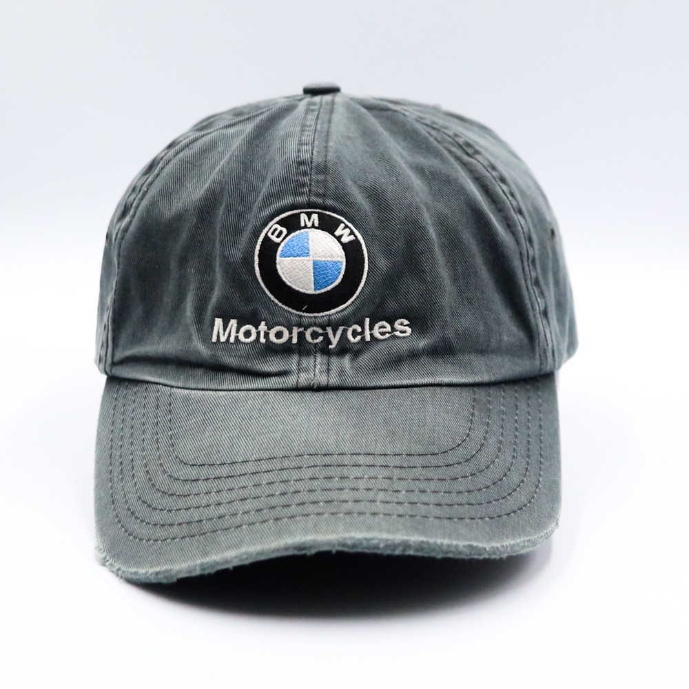 BMW Motorcycles Hat Unisex OSFA Charcoal Grey Faded Distressed Embroidered Cap